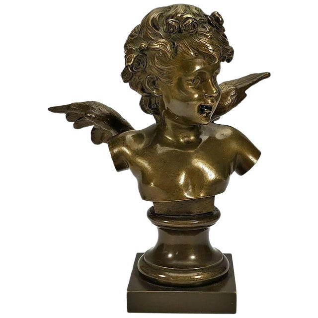 Antique French Bronze Angel Putto by Auguste Moreau For Sale