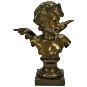 Antique French Bronze Angel Putto by Auguste Moreau