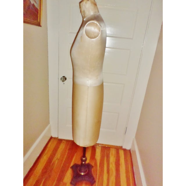 Antique Mannequin French Rare Victorian Very Ornate Bronze Base & Silk Torso For Sale - Image 4 of 17