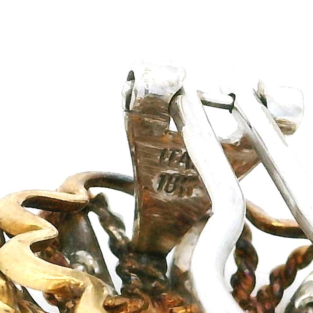 White Mid 20th Century Mid-Century Italian 18k Gold Emerald & Diamond Earrings, A Pair For Sale - Image 8 of 10