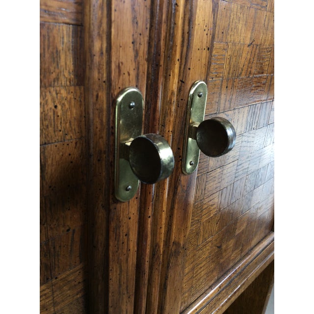 Thomasville Vintage Oak Wall Unit With Brass Hardware by Thomasville For Sale - Image 4 of 18