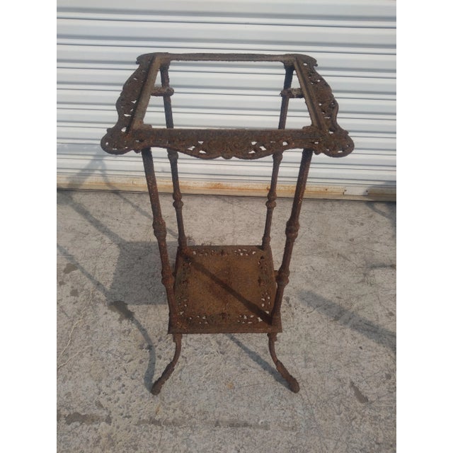Brown Late 19th Century French Wrought Iron Marble Top Pedestal Stand For Sale - Image 8 of 8