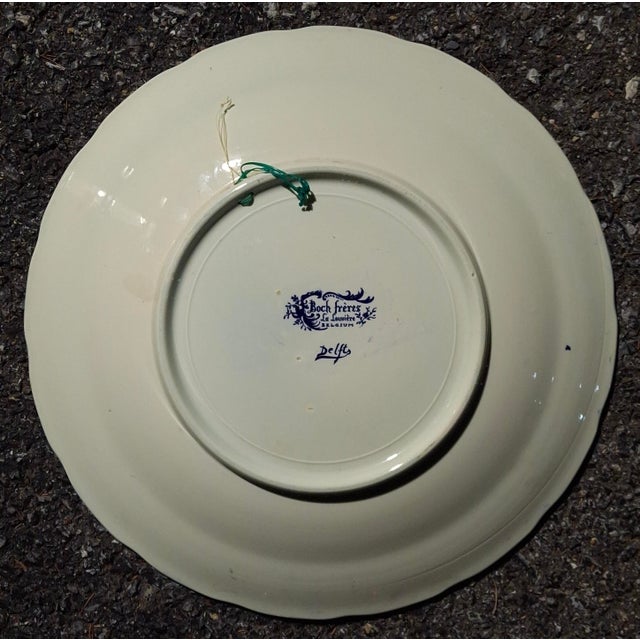 Ceramic Early 20th Century Delft 'Boch Frères' Blue and White Transfer Decorated Porcelain Charger For Sale - Image 7 of 8