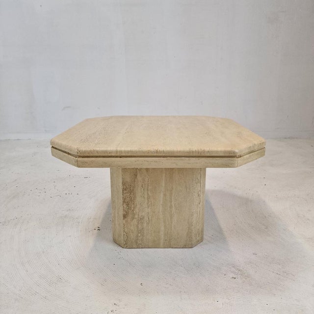 Italian Coffee Table in Travertine, 1980s For Sale - Image 6 of 15