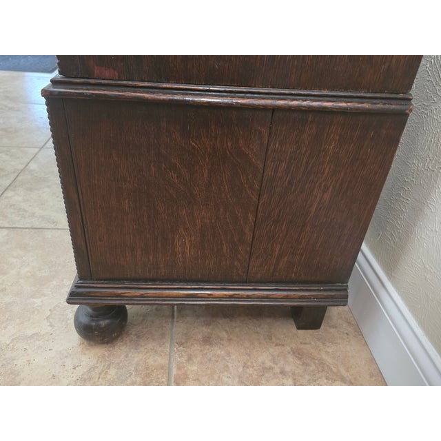 Antique Victorian Gothic Revival Armoire 19th Century, Handcarved Oak For Sale - Image 12 of 17