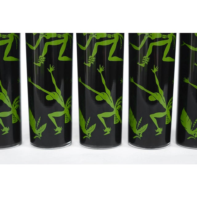 1950s Mid Century Federal Glass Josephine Baker African Dancers Highballs Tumblers Drinking Glasses Barware - Set of 6 For Sale - Image 5 of 7