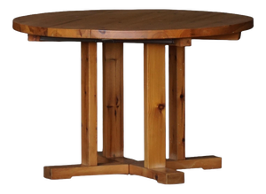 Danish Modern Round Pine Dining Table with Extension Leaves, Denmark, 1970s