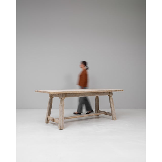 Rustic 20th Century Belgian Oak Dining Table With Splayed Legs For Sale - Image 3 of 18