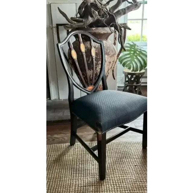 American American Federal Shield Back Chair With Inlaid Marquetry and Nailheads For Sale - Image 3 of 11