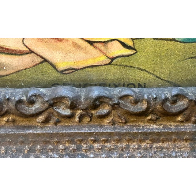 Circa 1900 American Victorian “The Crucifixion of Jesus Christ” Framed Chromolithograph Print Reproduction For Sale - Image 4 of 7