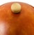 Wood Vintage Georges Briard Ice Bucket | Burnt Orange Cinnamon Faux Leather Vinyl Signed MCM Bar Decor | Wooden Knob Lid For Sale - Image 7 of 14