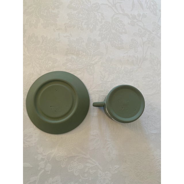 Neoclassical Mid 20th Century Wedgwood Sage Jasper-Ware Demitasse/Espresso Cup and Saucer Mint Condition For Sale - Image 3 of 12