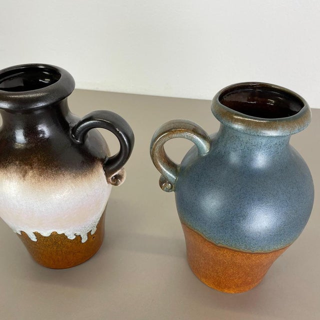 Fat Lava Pottery Vases attributed to Scheurich, Germany, 1970s, Set of 2 For Sale - Image 14 of 18