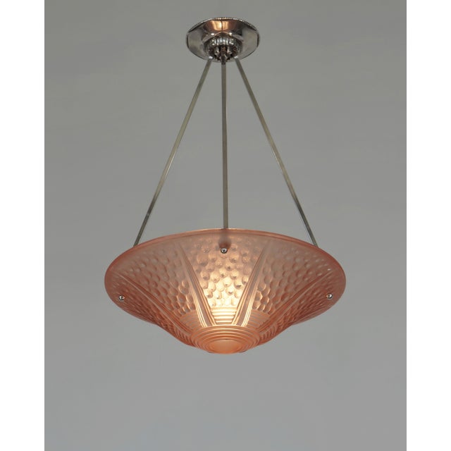 Adolphe Bloch & Muller frères A large French 1925-1930 art deco pendant in nickel plated solid brass or bronze. It's a...