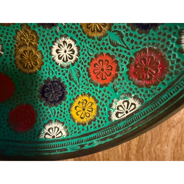 Vintage Enameled Brass Bowlhandcrafted in India For Sale In Portland, OR - Image 6 of 6