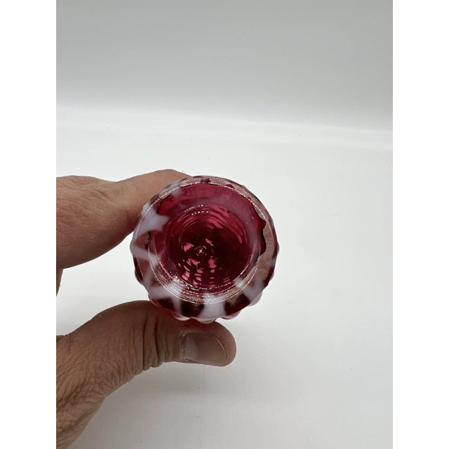 Late 19th Century Antique Cranberry Red Lattice Blown Glass Salt or Pepper Shaker by Northwood, Circa 1890-1910's For Sale - Image 5 of 6