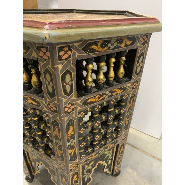 1940s Vintage Hand-Painted Hexagonal Moroccan Table For Sale - Image 4 of 6