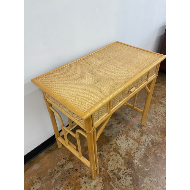 Mid-Century Modern Vintage Bamboo and Rattan Desk, Scandinavian For Sale - Image 3 of 16