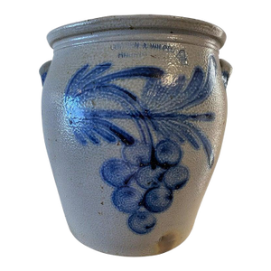 19th Century Cowden & Wilcox Stoneware Crock With Grape Decoration