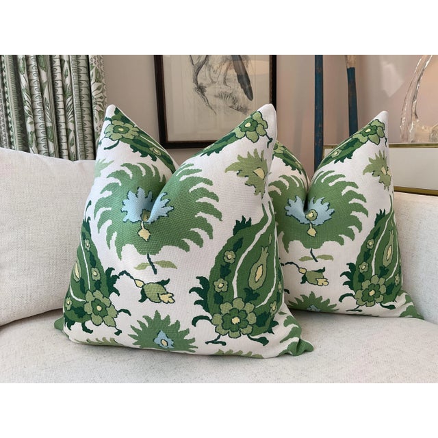 Beautiful fun print in green linen from notorious design house Brunschwig and Fils comes " Kashmiri". STUNNING! The...