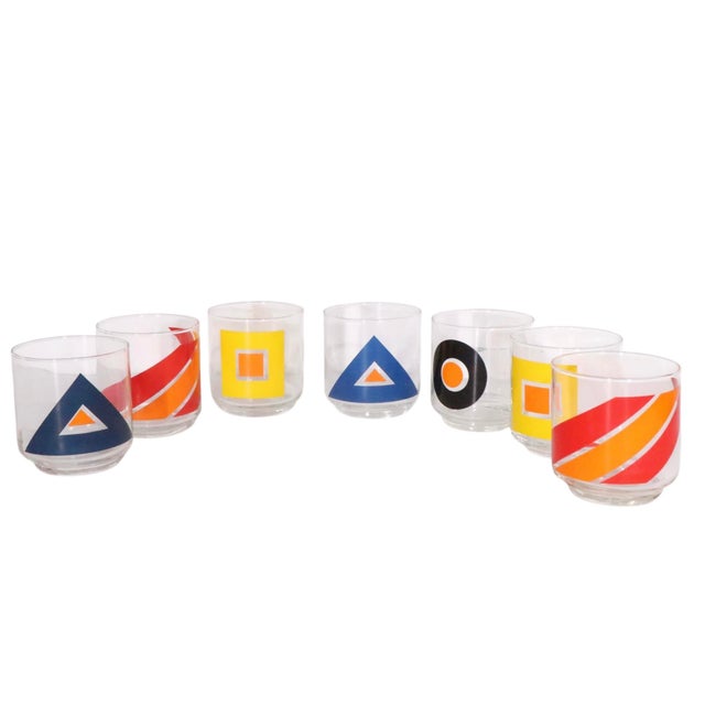 1970s 1970s Libbey Bold Super Graphic Mod Glasses - Set of Seven For Sale - Image 5 of 11