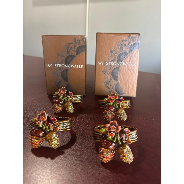 1980s Jay Strongwater Vintage Napkin Rings - Set of 4 For Sale - Image 4 of 8