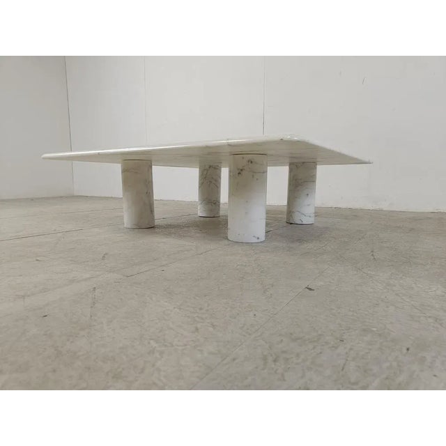 Mid-Century Modern Carrara Marble Coffee Table attributed to Angelo Mangiarotti for Up&up, Italy, 1970s For Sale - Image 3 of 11