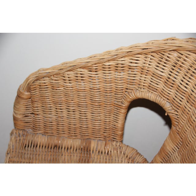 Wood Small Wicker & Rattan Armchair For Sale - Image 7 of 12