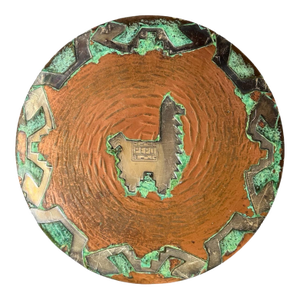 Vintage Peruvian Wall Plate Silver & Copper Mixed Media Decorative Handmade