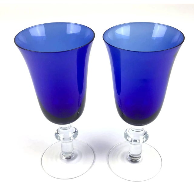 Vintage Cobalt Blue Cocktail Gasses a Pair For Sale - Image 10 of 10