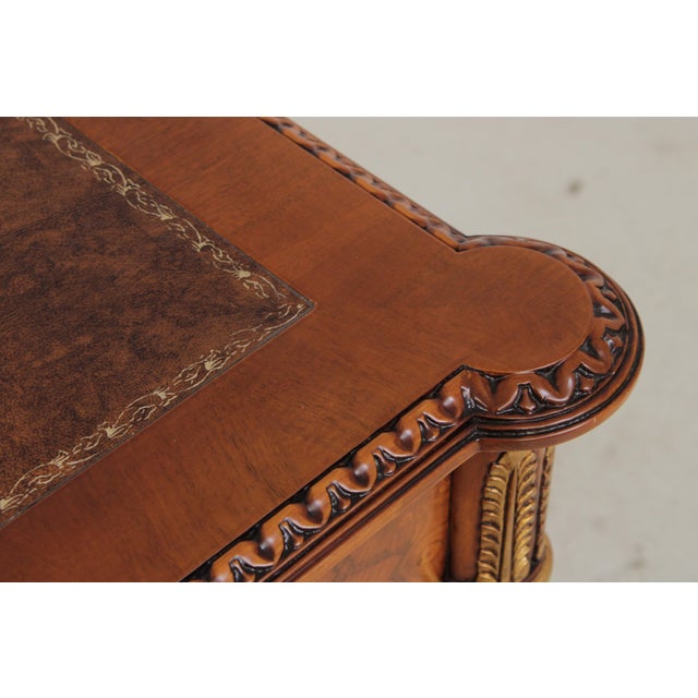 Francesco Molon Leather Top Office Writing Desk Computer Credenza For Sale - Image 10 of 18