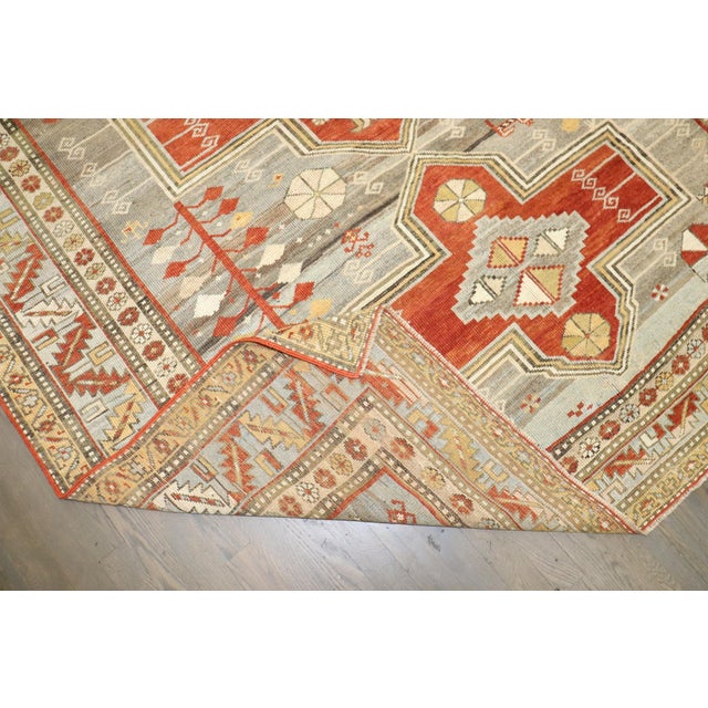 Antique Geometric Decorative Kazak Rug no. j5324 For Sale - Image 4 of 7