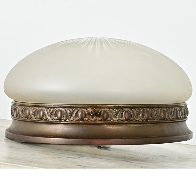 Brass French Vintage Flush Mount Light Fixture For Sale - Image 8 of 12