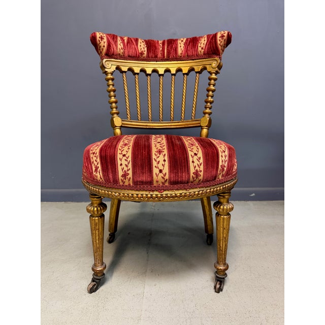 Late 19th Century French Napoleon III Giltwood SpindleBack Chair in the Louis XVI Taste Circa 1870 For Sale - Image 5 of 15