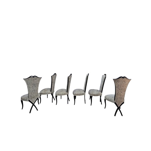 Textile Mid 20th Century 6 French Art Deco Style Dining Chairs Inspired by Christopher Guy For Sale - Image 7 of 12