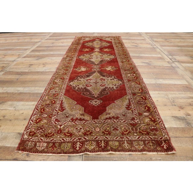 Textile Mid 20th Century Vintage Turkish Oushak Hallway Runner 03'07 X 11'00 For Sale - Image 7 of 10
