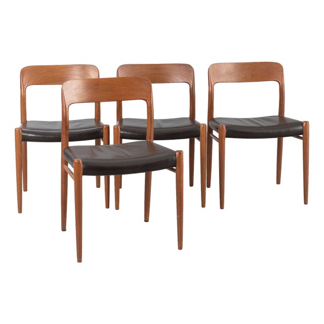 Model 75 Dining Chairs by Niels Otto Møller for J.L. Møller Mobelfabrik, Denmark, 1960s, Set of 4 For Sale