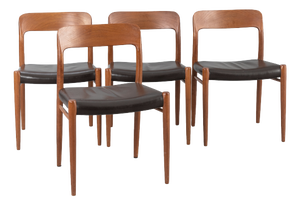 Model 75 Dining Chairs by Niels Otto Møller for J.L. Møller Mobelfabrik, Denmark, 1960s, Set of 4