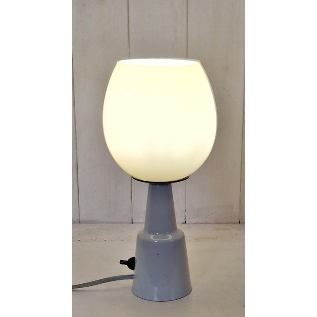 Cream Mid-Century German White Porcelain Table Lamp with Cream Glass Shade from EVP, 1950s For Sale - Image 8 of 8