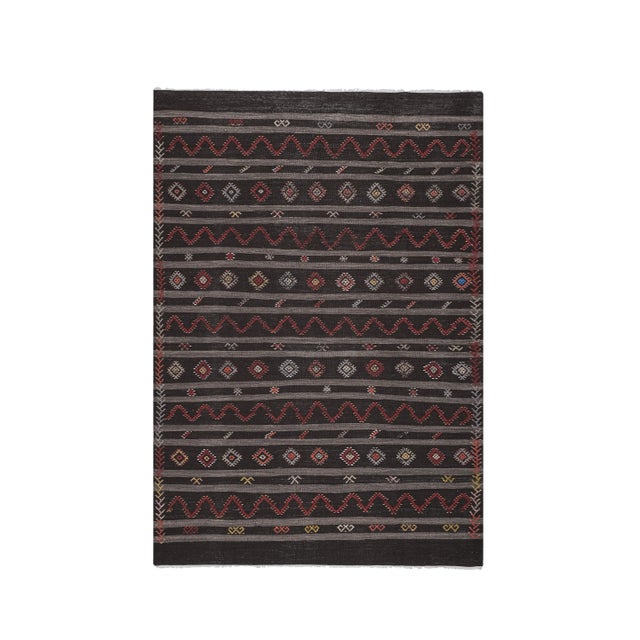 Vintage Goat Hair Turkish Flat Weave Kilim 7'5'' X 10'8'' For Sale - Image 13 of 13