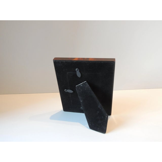 Mid-Century Modern Vintage Black & Orange Faux Tortoise Shell Decorative Picture Frame For Sale - Image 3 of 4