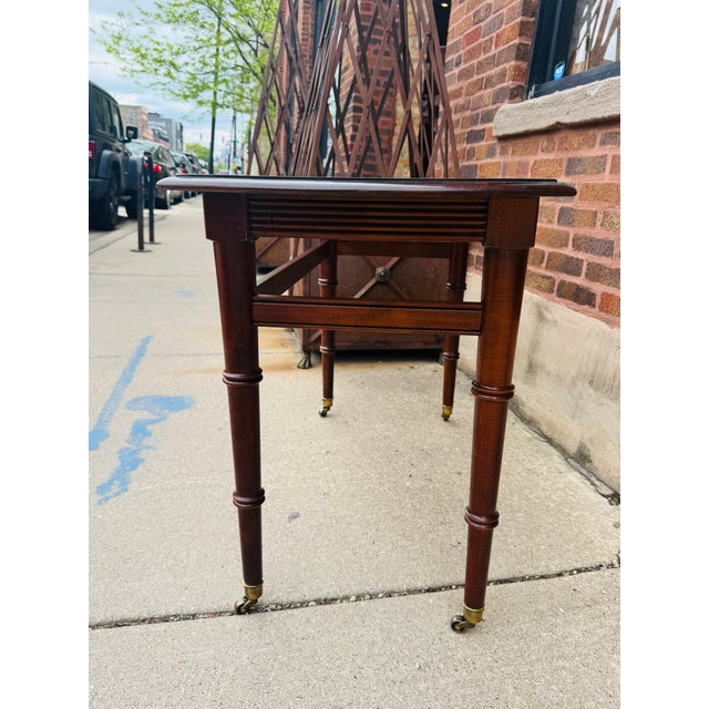 Vintage Ethan Allen Console on Casters With Bamboo Shaped Legs For Sale In Chicago - Image 6 of 8