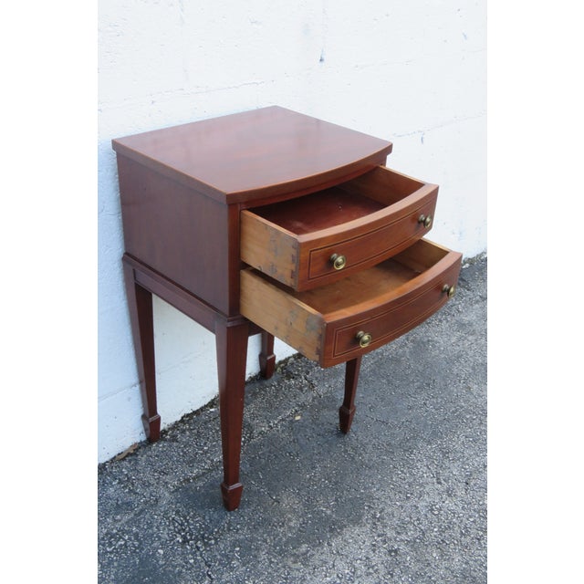 1940s Tall Bow Front Mahogany Nightstand Side End Table 6163 For Sale - Image 12 of 15