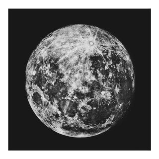 Vintage Black and White Moon Print - 16" X 16" For Sale