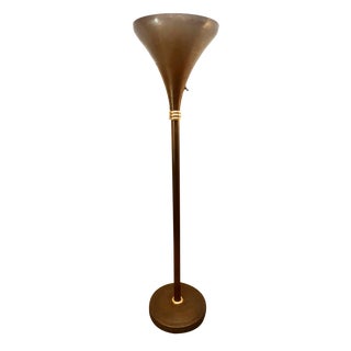 Art Deco Brass Floor Lamp, 1940s For Sale