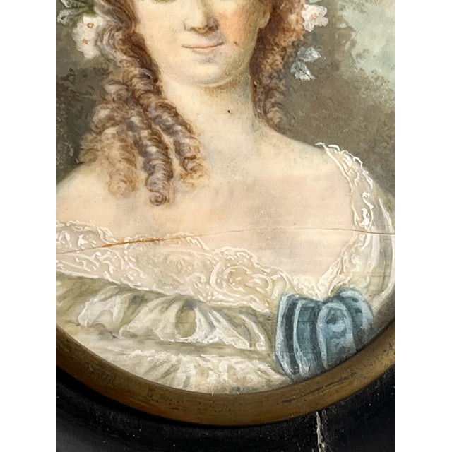 19th Century Young Lady Miniature Portrait For Sale - Image 10 of 13