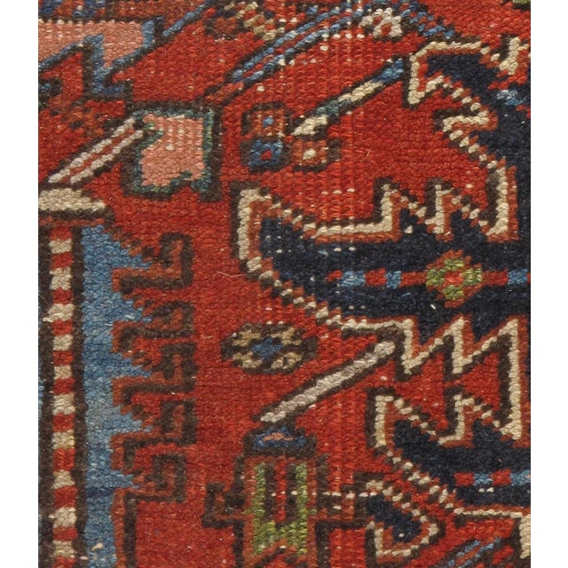 1930s Vintage Shabby Chic Red Heriz Area Rug 7'4 X 10'8 For Sale - Image 5 of 8