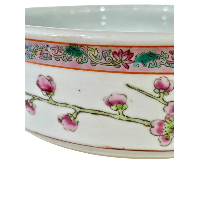 Ceramic Vintage Chinese Famille Rose Water Lilly Bowl or Dish Planter For Sale - Image 7 of 15