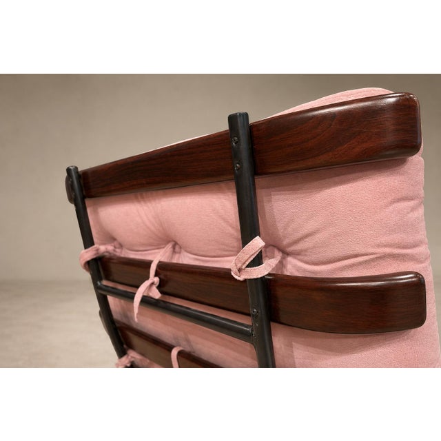 Brazilian Modern Wood Slat & Metal Frame Armchair, Moveis Pallar, 1950s For Sale - Image 11 of 18