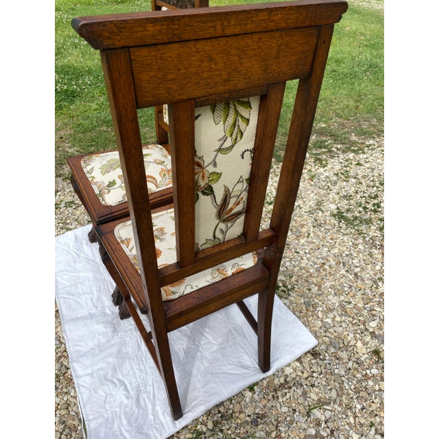 English Late 19th Century Antique Carved Oak Claw Foot Side Chairs - a Pair For Sale - Image 3 of 11